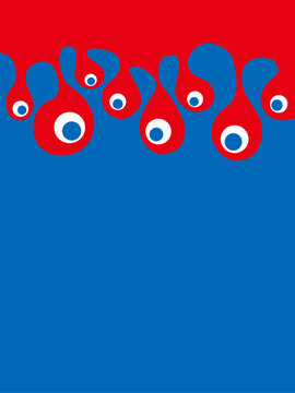 大阪EXPO万博スタイルの青と赤のイラストフレームベクター背景 33