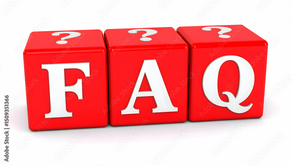 Poster red blocks spell faq with question marks: essential information resource