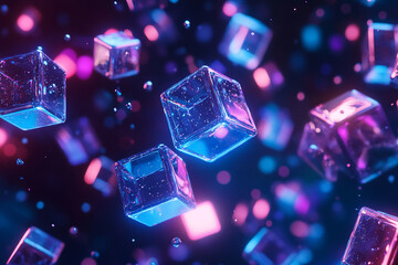 Floating cubes bouncing with audio rhythm visuals