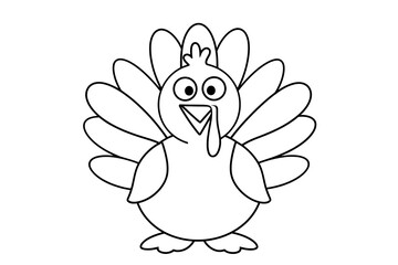 Naklejka premium Creative turkey coloring page for kids featuring a cheerful bird with spread feathers