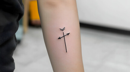 Small Minimalist Black Line Art Tattoo on Forearm
