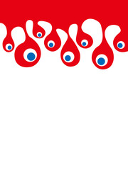 大阪EXPO万博スタイルの青と赤のイラストフレーム背景ベクター背景透過