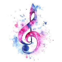Music Note, watercolor illustration vector, high quality, isolated on a white background.