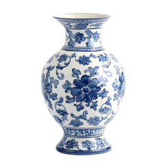Obraz premium Ornate blue and white vase, studio shot, empty, for home decor