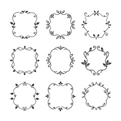 Set of Floral Frame Vector Illustrations
