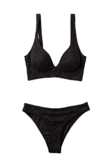 Two-piece swimsuit with black lace pattern that looks beautiful on an isolated transparent background.