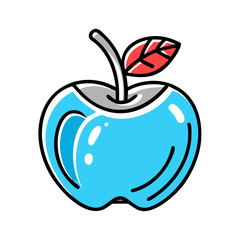 Blue apple symbol for health or food.