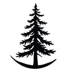 Pine fir spruce Christmas tree vector Silhouette for winter holiday celebration