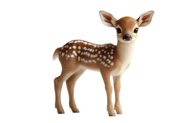 Fototapeta premium Young fawn with delicate spotted coat standing calmly in an outdoor setting isolated on transparent background PNG