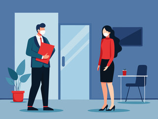 Pandemic Safety in Office Environment with Employees Separated by Social Distancing Measures