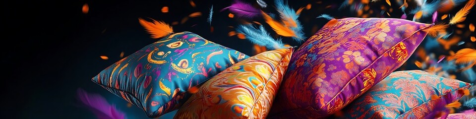Ornate pillows and lamps create a beautiful image, festival, showing the freedom among the people and bring peace and harmony