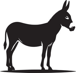 Donkey Silhouette Vector – Standing Farm Animal Clipart for Country Designs, T-Shirts, and Cricut Projects