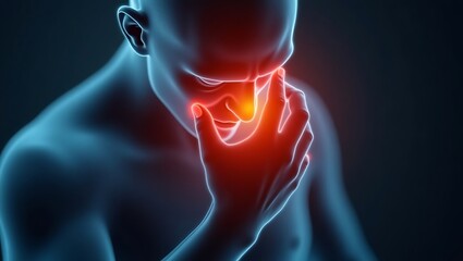 Digital rendering depicting discomfort, sinus issues, and facial pain in human