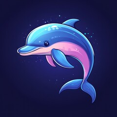 Colorful dolphin swimming gracefully in a vibrant underwater environment