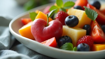 Exquisite fruit salad composition with a vibrant color palette and diverse textures