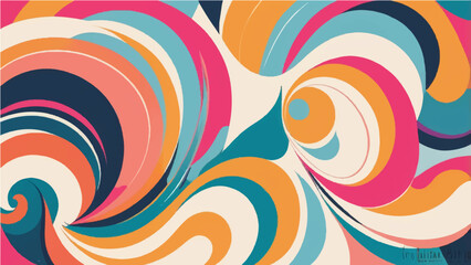 Abstract colorful background with swirling rainbow patterns and circular shapes