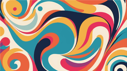 Abstract colorful background with swirling rainbow patterns and circular shapes