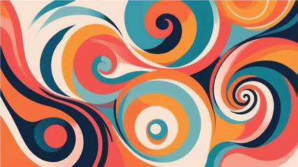 Abstract colorful background with swirling rainbow patterns and circular shapes