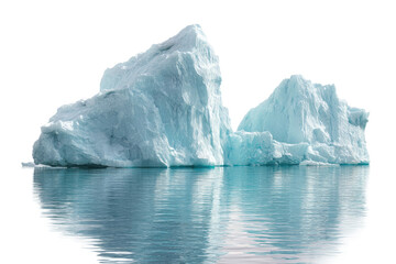 Majestic icebergs reflecting on calm arctic ocean water, cut out
