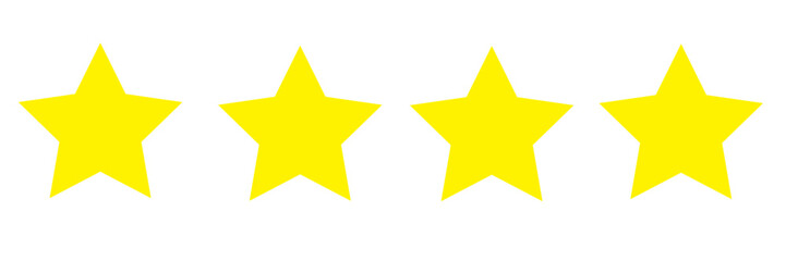 Four stars rating. Five stars customer product rating review. Yellow isolated four stars.4 stars rating review. Eps 10