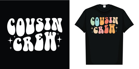 Vintage Cousin Crew T-Shirt: Classic Fit, Crew Neck, Short Sleeve for Casual Trips & Vacations, vintage, cousin, crew, t-shirt