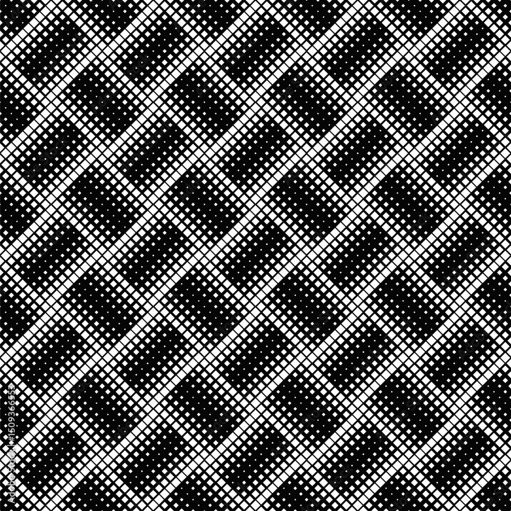 Poster diagonal square pattern background - black and white abstract vector design from squares