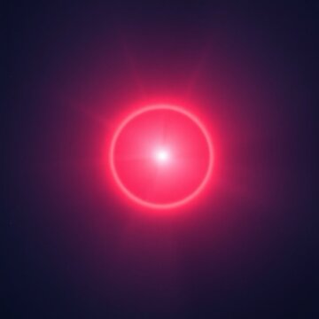 Halo de lumi&egrave;re rouge sur un fond bleu qui comporte des petites &eacute;toiles