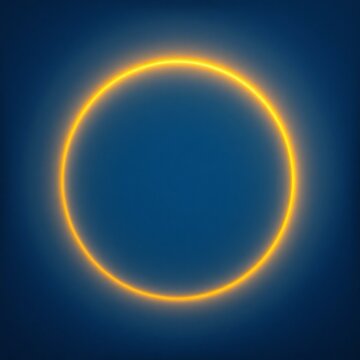 Halo de lumi&egrave;re jaune sur un fond bleu qui comporte des petites &eacute;toiles