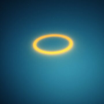 Halo de lumi&egrave;re jaune sur un fond bleu qui comporte des petites &eacute;toiles