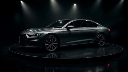 Elegant dark colored car under cinematic lighting. Ideal for ads, automotive marketing, tech showcases, or luxury lifestyle content.