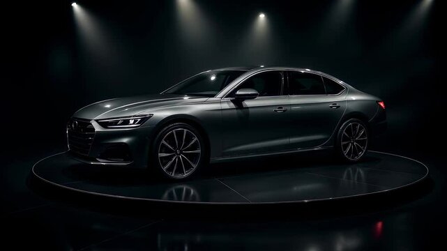 Elegant dark colored car under cinematic lighting. Ideal for ads, automotive marketing, tech showcases, or luxury lifestyle content.