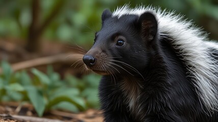Close-up of a skunk