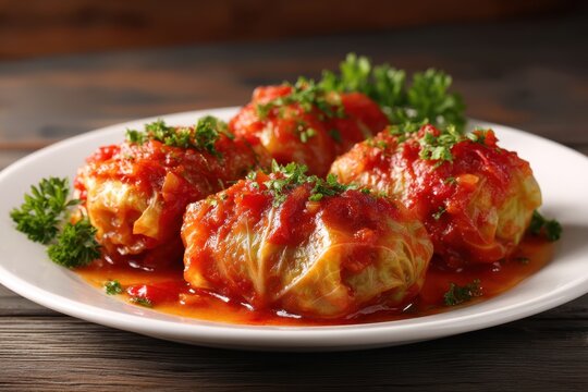 Krautwickel Kohlrouladen Hackfleisch Reis Tomatenso&szlig;e Hausmannskost Traditionell Herzhaft Deftig Hausgemacht Deutsche K&uuml;che Wintergericht Familienrezept Hauptgericht Klassiker S&auml;ttigend