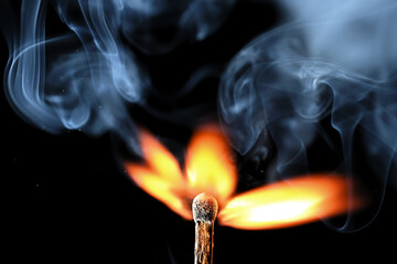 Flame close up on a match