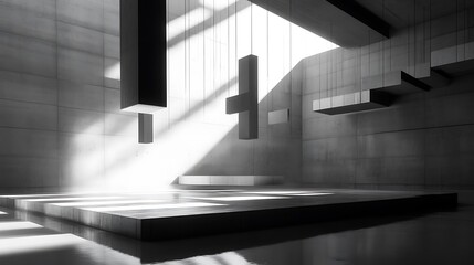 Architectural structural abstract background with modern geometry and minimal design 