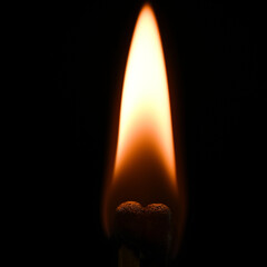 Flame close up on a match