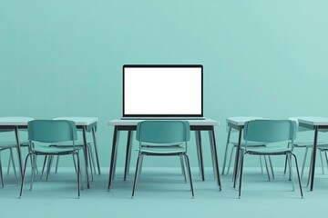 Modern Classroom Setting with Laptop