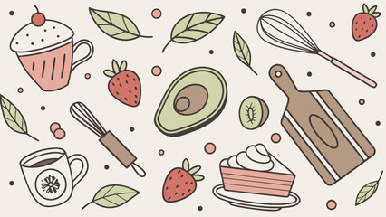A Seamless Food Themed Background Illustration Fea 1