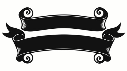 Elegant Black Scroll Banners Vintage Design Elements for Logos, Invitations, and More