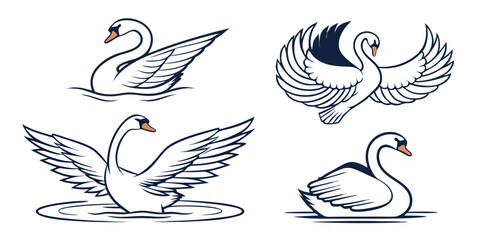 Obraz premium Design A Set Of Elegant Swan Silhouette Icons Eac 3