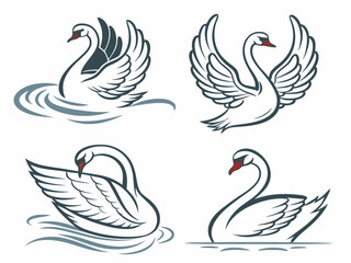 Obraz premium Design A Set Of Elegant Swan Silhouette Icons Eac 8