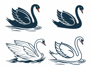 Obraz premium Design A Set Of Elegant Swan Silhouette Icons Eac 6