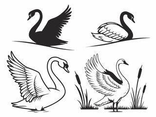 Fototapeta premium Generate30 Unique Swan Silhouette Illustrations T