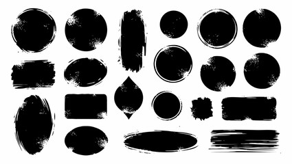 Grunge brush frame set with rectangle and circle shapes vector illustration
