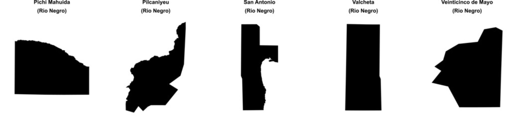 Pichi Mahuida, Pilcaniyeu, San Antonio, Valcheta, Veinticinco de Mayo outline maps