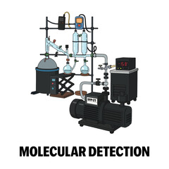 Vector Cartoon Illustrated Molecular Detection System Isolated