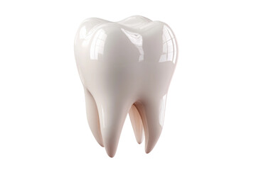 Glossy 3d model of a single human tooth with reflective surface details, cut out