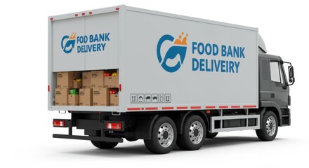 Delivery Truck Filled with Food Bank Boxes
