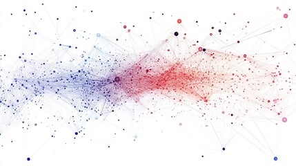 Abstract Network Connections Digital Art Red Blue Gradient Nodes Lines Technology Background Illustration Design Futuristic Data Visualization Complex System Graphic Web Science   