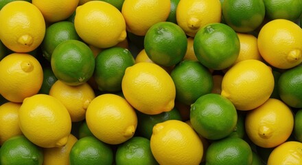 Hyperrealistic Seamless Background of Vibrant Yellow Lemons and Green Limes